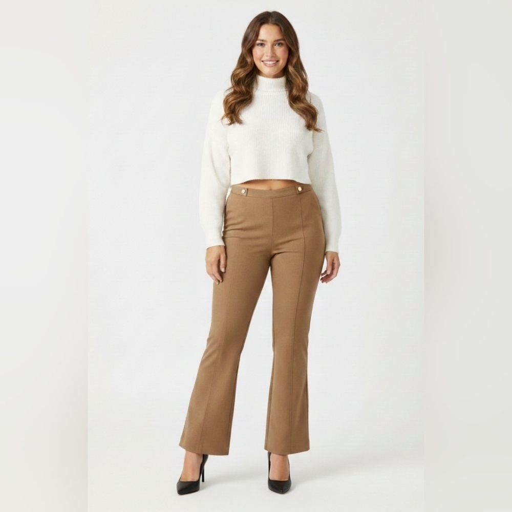 BNWT Zac & Rachel Tan Flare Pants Camel Brown Dress Pants 22W Office Chic Career